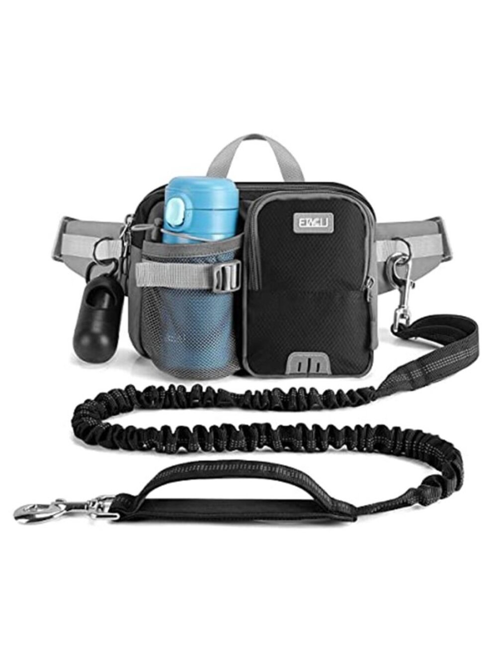 Hands Free Dog Leash with Phone Pouch Water Bottle Holder
